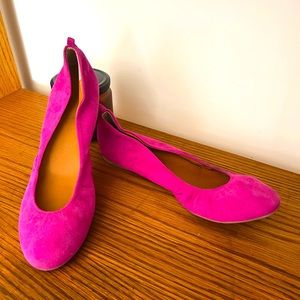 J. Crew magenta suede flats